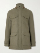 Kiton - Suede-Trimmed Linen Field Jacket - Green