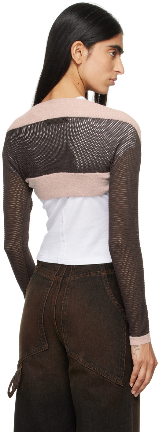 Eckhaus Latta Brown & Pink Twyla Shrug Cardigan