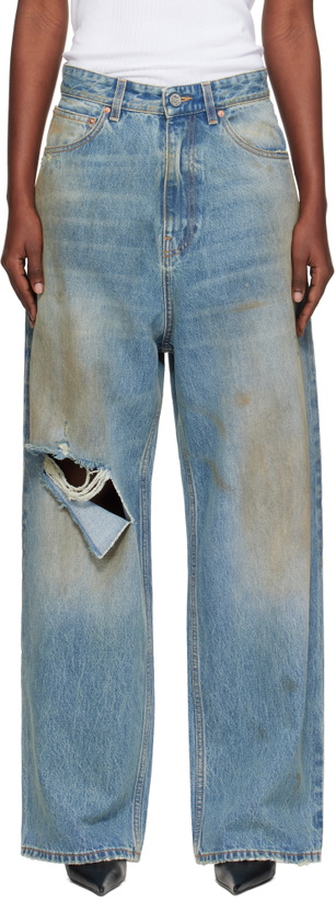 Photo: VETEMENTS Blue Distressed Baggy Jeans