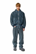Diesel Bomber jacket in used-effect coated denim - Denim Jackets Mens in Blue