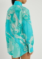 Pucci Printed Cotton Shirt Turquoise