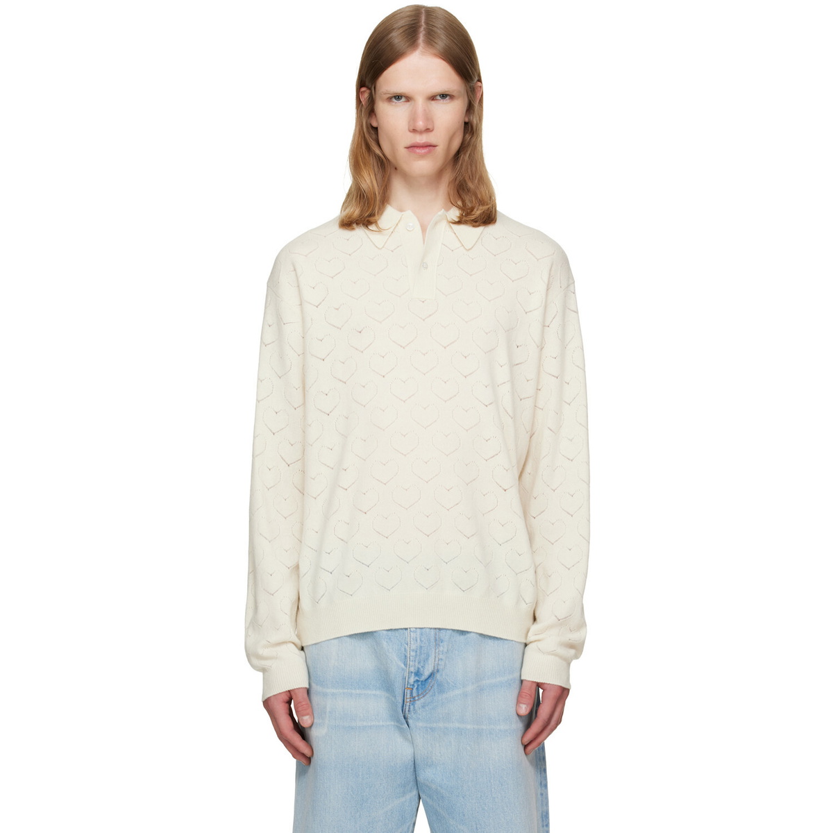 vowels Off-White Eyelet Polo