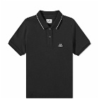 C.P. Company Undersixteen Men's Patch Logo Polo Shirt in Black
