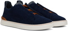 ZEGNA Blue Triple Stitch Sneakers