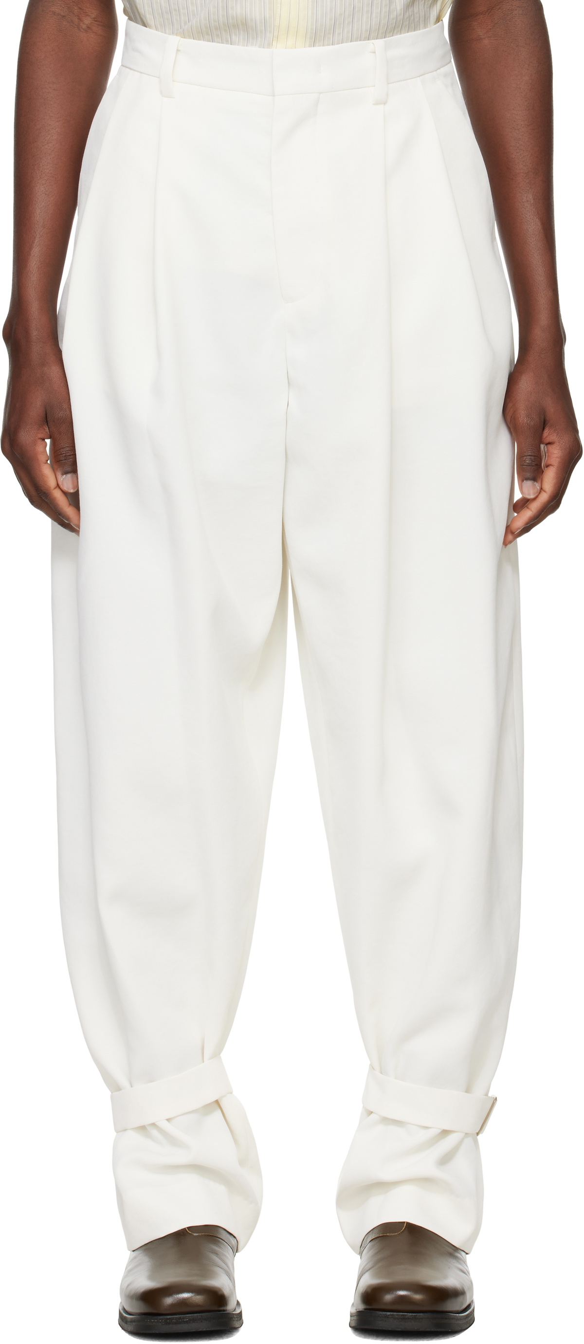 System White Ankle Strap Wool Trousers