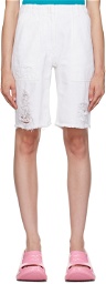 Givenchy White Destroyed Denim Shorts