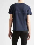 SAINT LAURENT - Logo-Print Cotton-Jersey T-Shirt - Blue