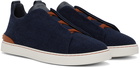 ZEGNA Navy Triple Stitch Sneakers