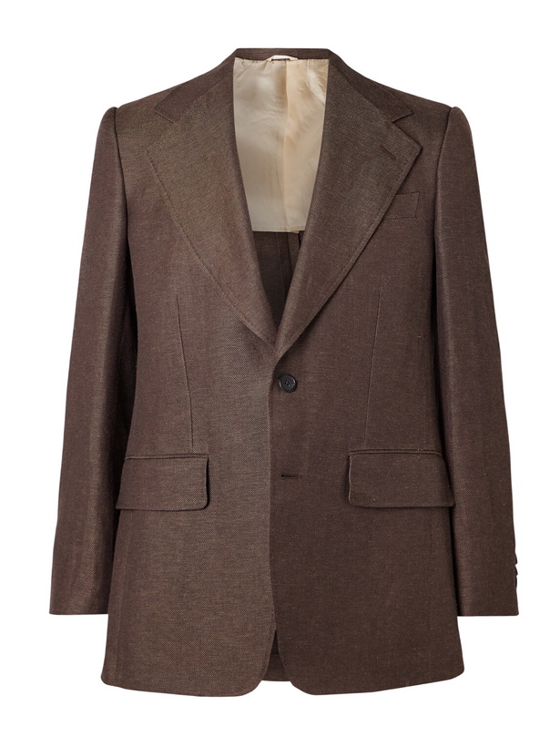 Photo: Husbands - Wool and Linen-Blend Twill Suit Jacket - Brown
