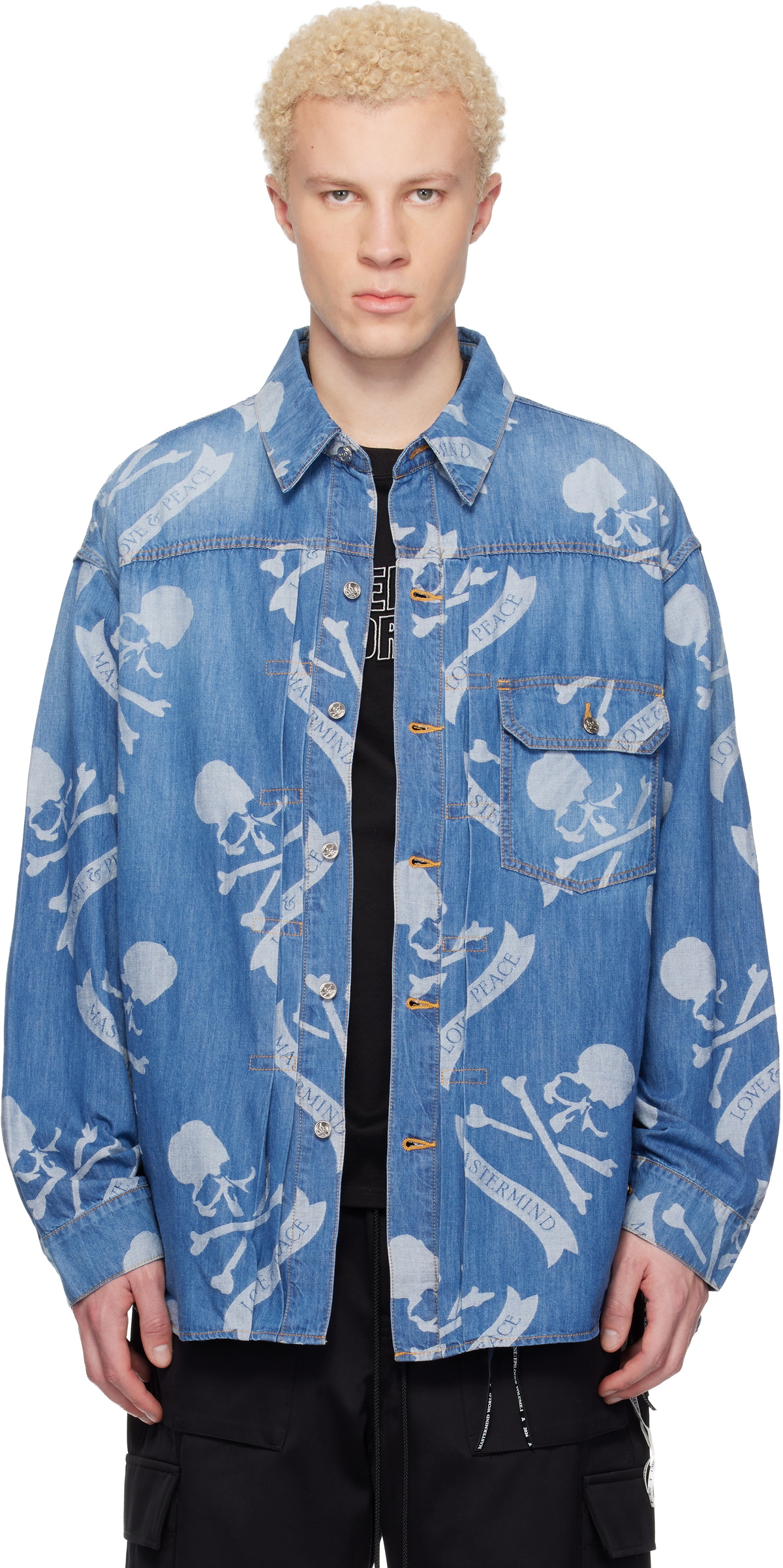 MASTERMIND WORLD Blue MW Long Sleeve Denim Shirt