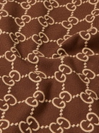 GUCCI - Logo-Embroidered Stretch-Cotton Piqué Polo Shirt - Brown