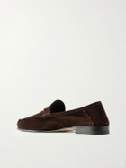 TOM FORD - Ripley Embellished Suede Loafers - Brown