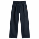 DUNST Women's Unisex Leather Logo Wide Sweat Pants in French Navy