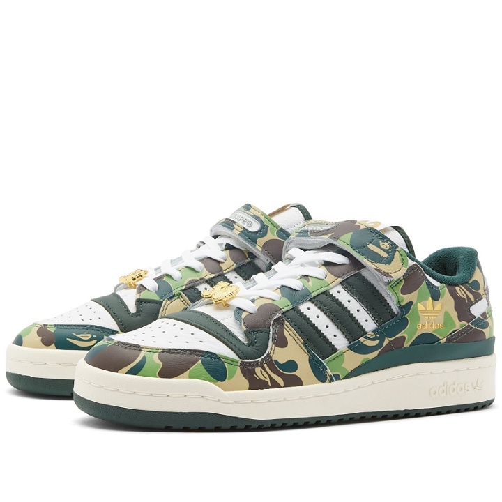 Photo: Adidas X Bape Forum 84 Low Sneakers in White/Off White
