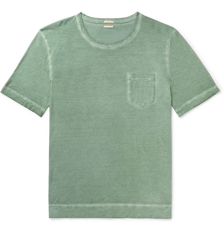 Photo: Massimo Alba - Panarea Garment-Dyed Cotton-Jersey T-Shirt - Green