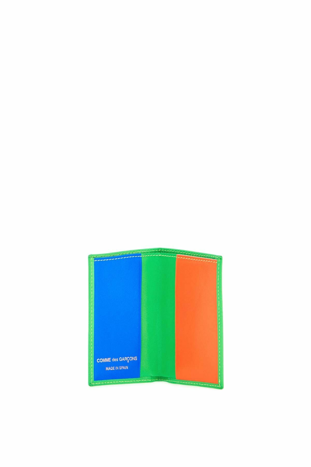 COMME DES GARCONS WALLET portafoglio compatto verde super fluo in pelle di capra Green