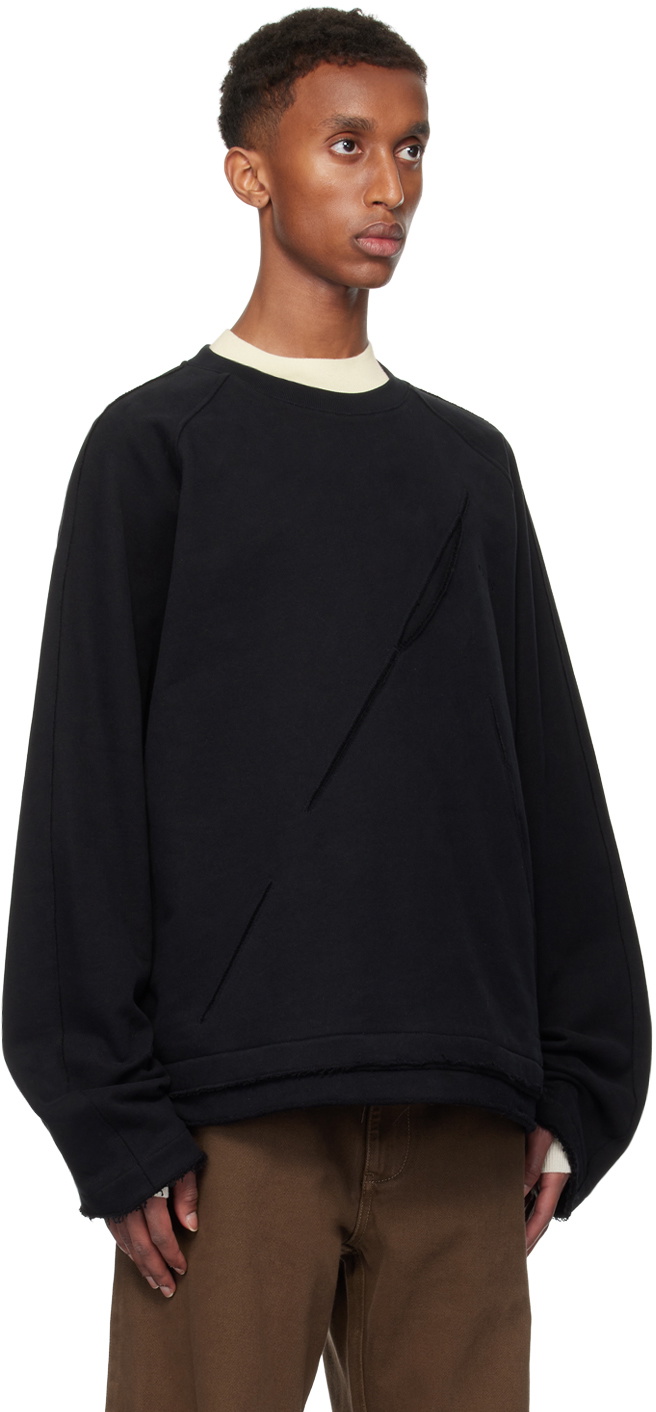 NULLUS SSENSE Exclusive Black Diagonal Slit Sweatshirt