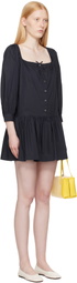 Sandy Liang Navy Delia Minidress