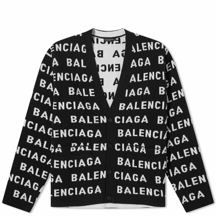 Photo: Balenciaga Men's Repeat Logo Cardigan in Black/White
