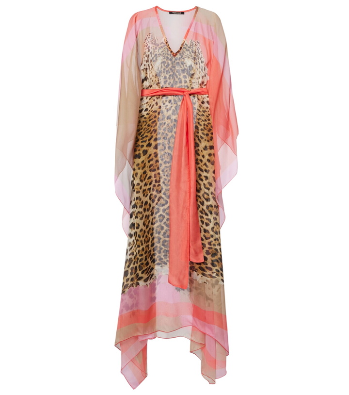 Photo: Roberto Cavalli Printed belted silk kaftan