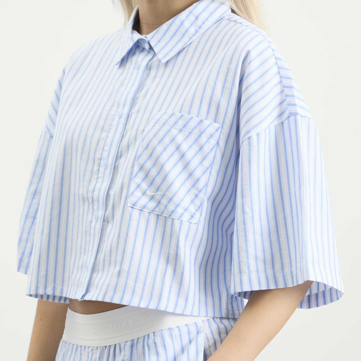 Nike Women's Stripe Shirt in Blue/White