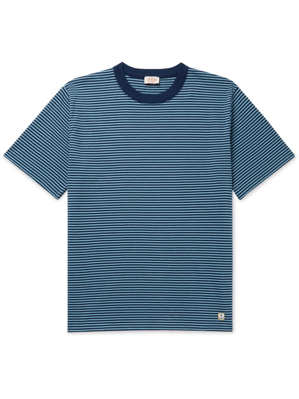 Photo: Armor Lux - Logo-Appliquéd Striped Organic Cotton-Jersey T-Shirt - Blue