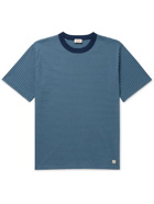 Armor Lux - Logo-Appliquéd Striped Organic Cotton-Jersey T-Shirt - Blue
