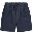DEREK ROSE - Sydney Linen Drawstring Shorts - Blue
