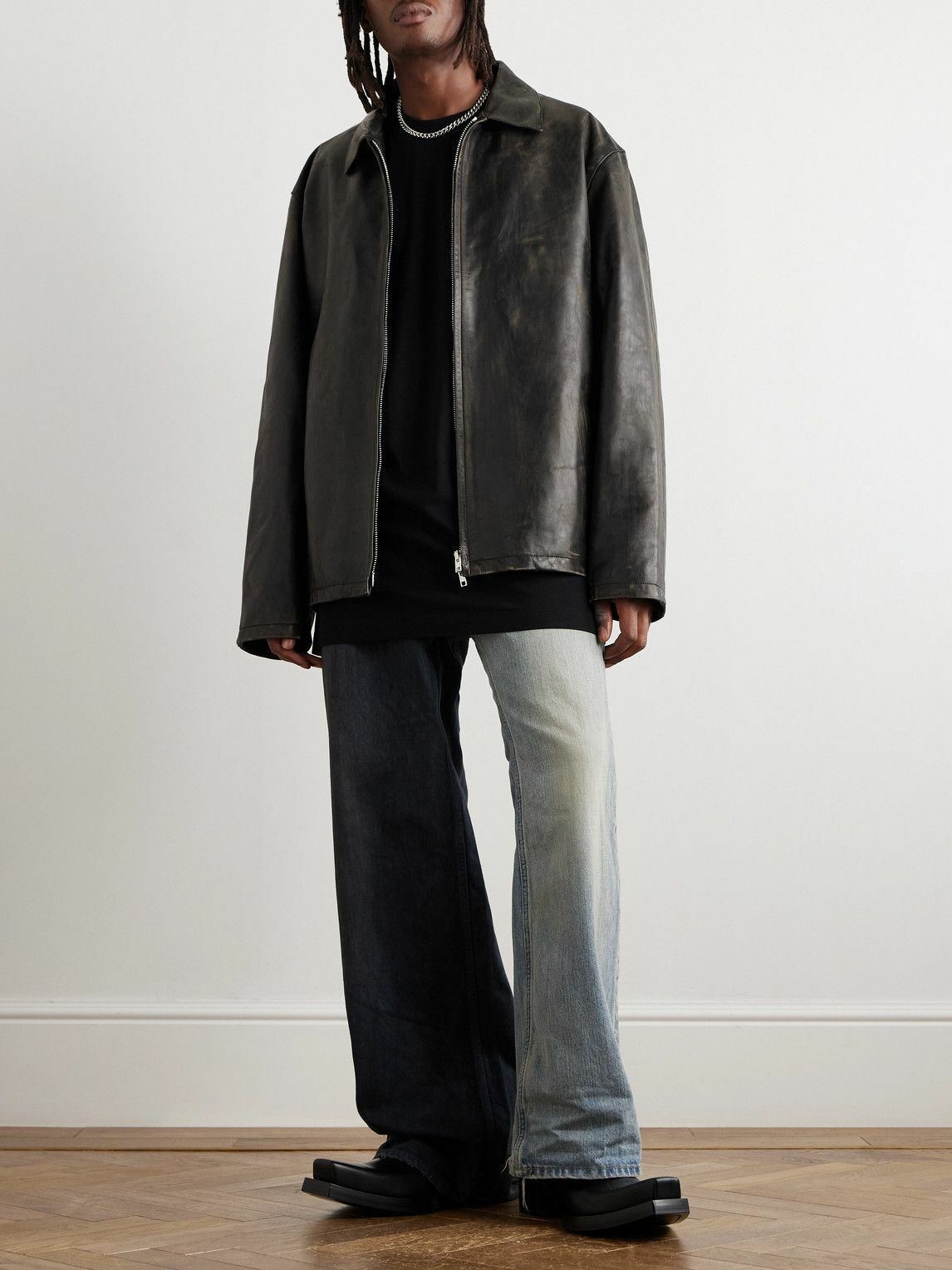 VETEMENTS Distressed Leather Jacket Black Vetements