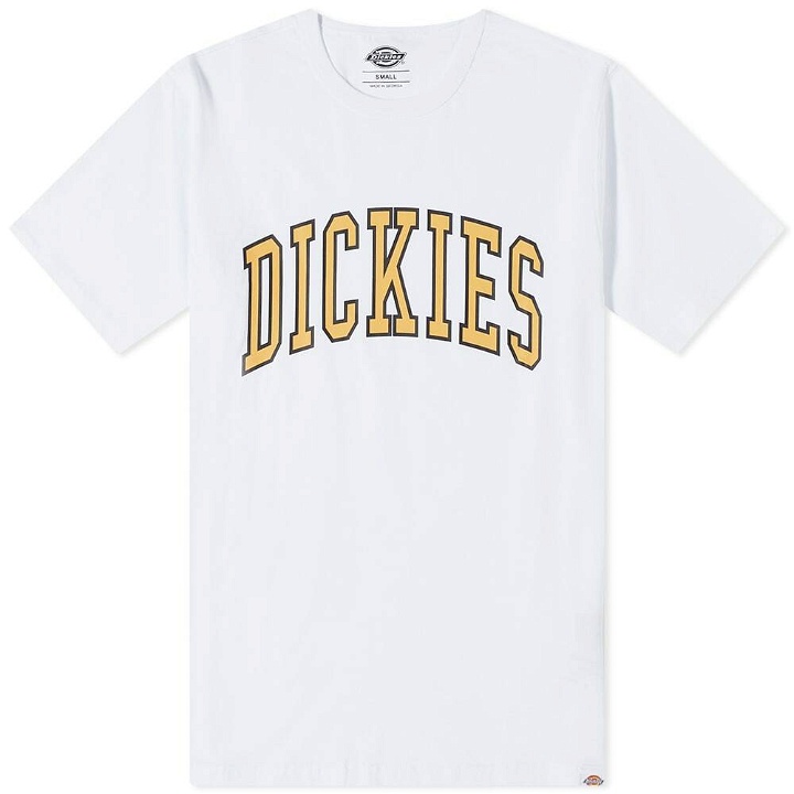 Photo: Dickies Men's Aitkin College Logo T-Shirt in White/Honey Gold