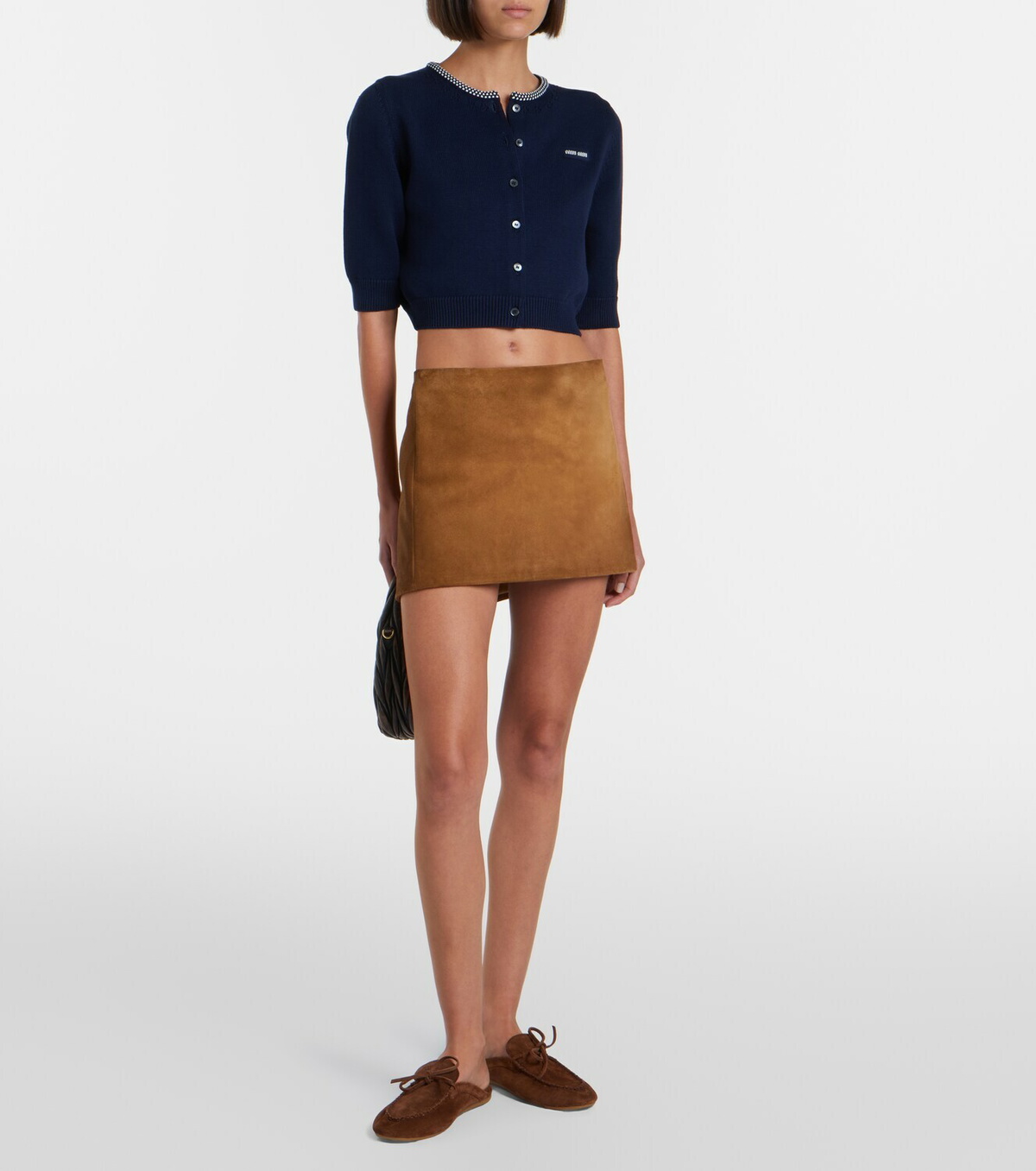 Miu Miu Logo cropped cotton cardigan