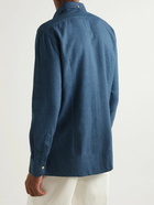 Kiton - Button-Down Collar Brushed-Cotton Shirt - Blue