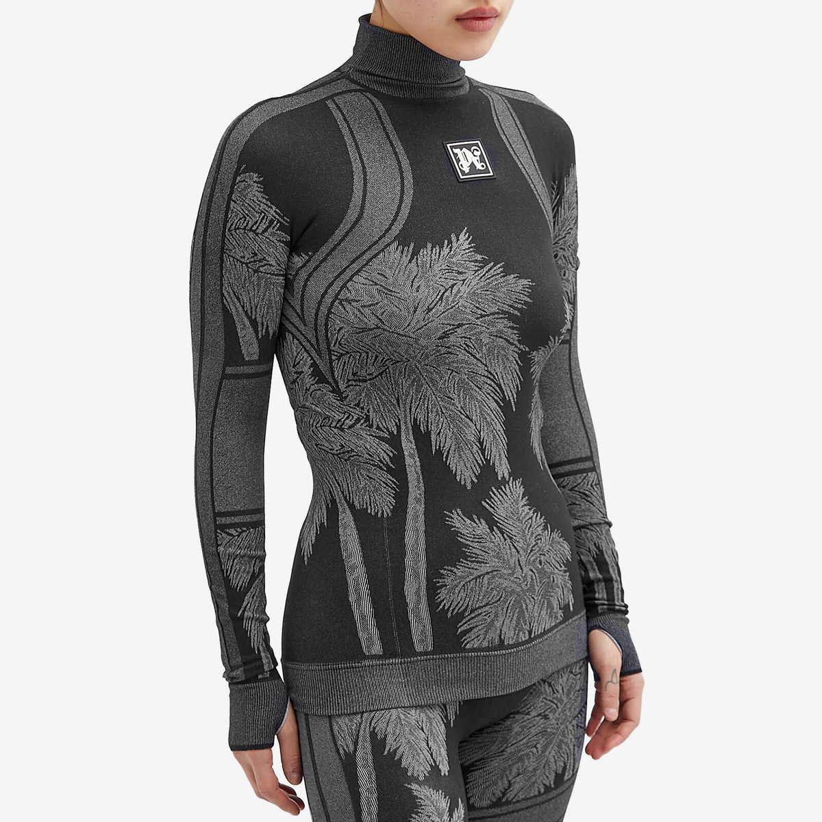 Palm Angels Women's Palm Base Layer Ski Top in Black Palm Angels