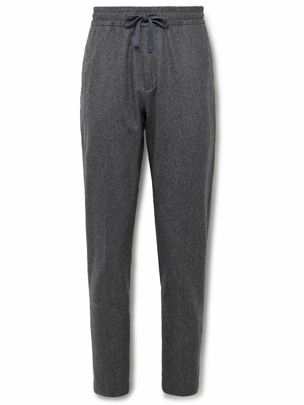 Photo: Kingsman - Straight-Leg Wool-Flannel Drawstring Trousers - Gray