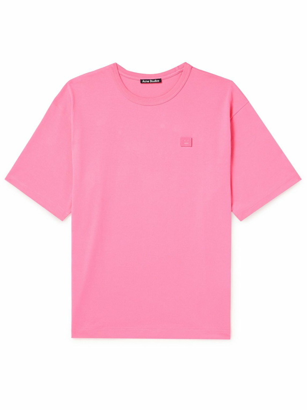 Photo: Acne Studios - Exford Logo-Appliquéd Cotton-Jersey T-Shirt - Pink