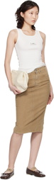 MM6 Maison Margiela Beige Coated Denim Midi Skirt