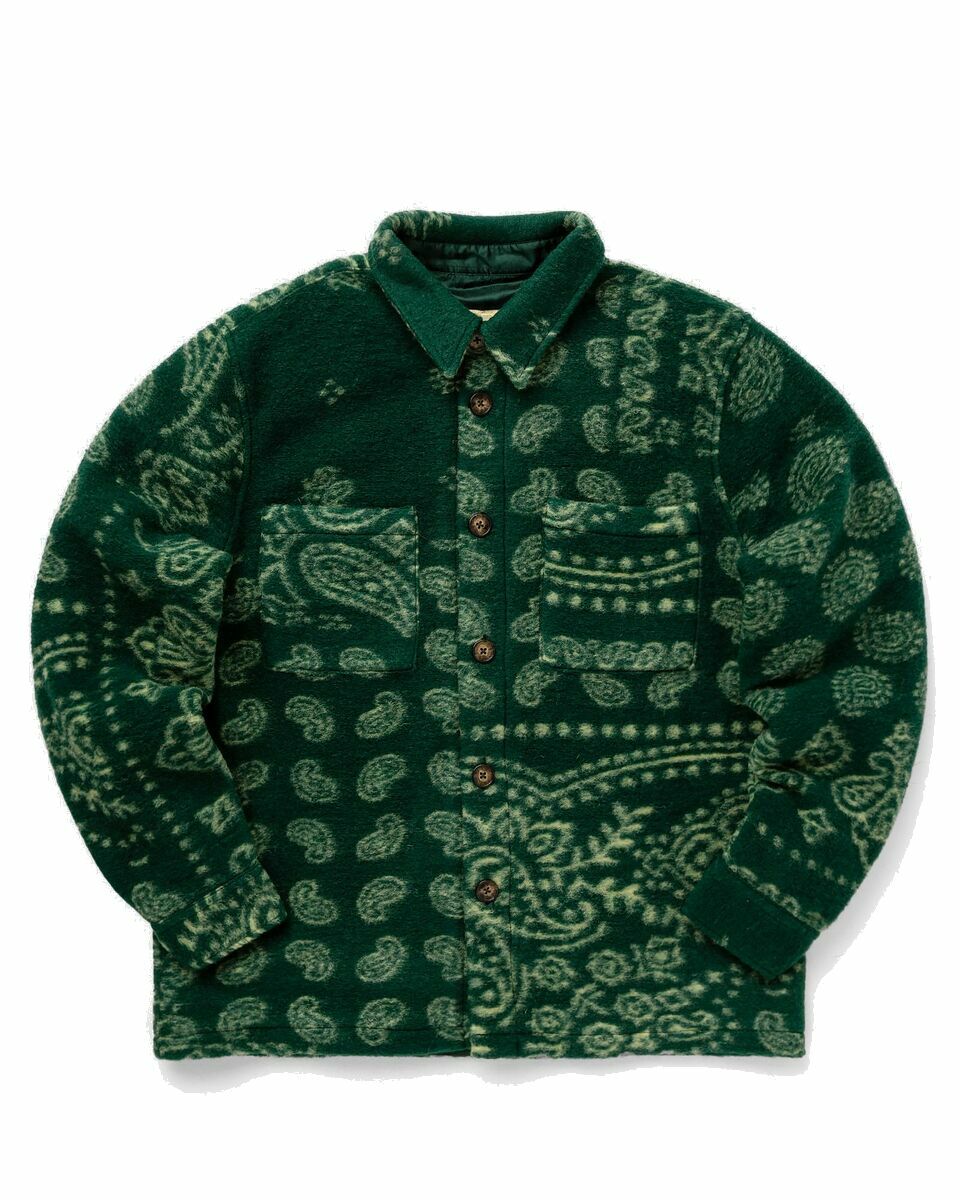 Photo: Portuguese Flannel Abstract Paisley Overshirt Green - Mens - Overshirts
