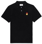 AMI - The Smiley Company Logo-Appliquéd Cotton-Pique Polo Shirt - Black
