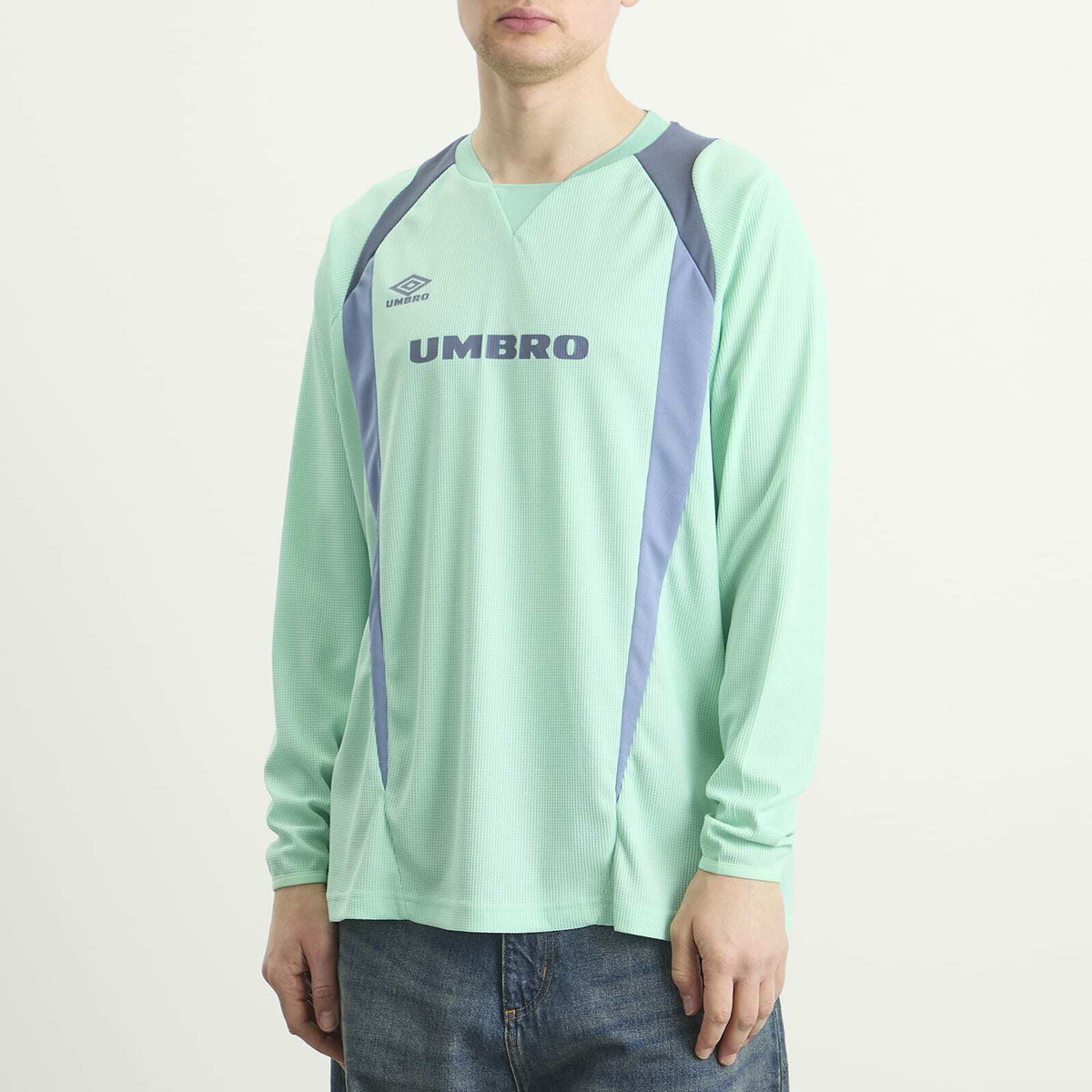 Umbro Men's Panelled Long Sleeve Jersey in Ocean Wave/Grisaille/Infinity
