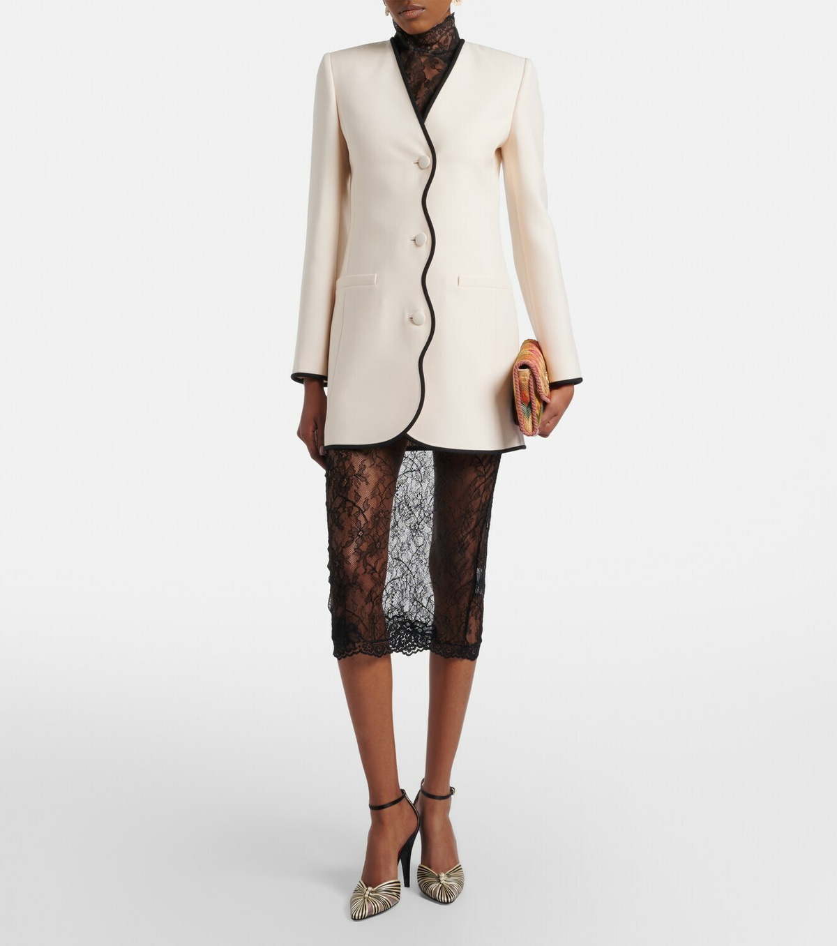 Valentino Floral sheer lace midi skirt
