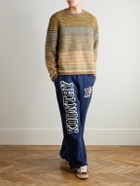 KAPITAL - Printed Cotton-Blend Jersey Sweatpants - Blue