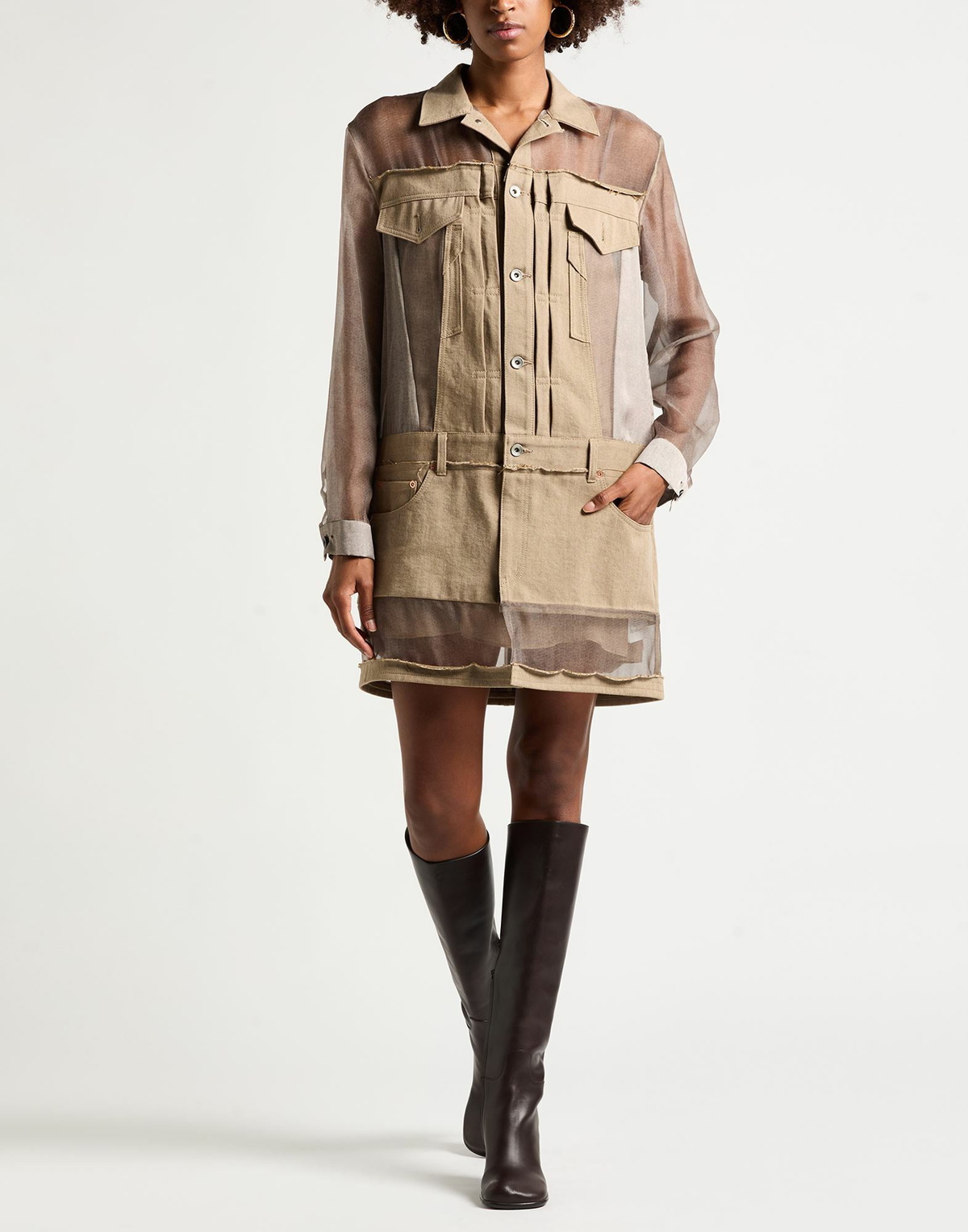 Sacai Womens Mini dress Khaki