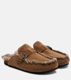 Brunello Cucinelli Shearling-lined suede slippers
