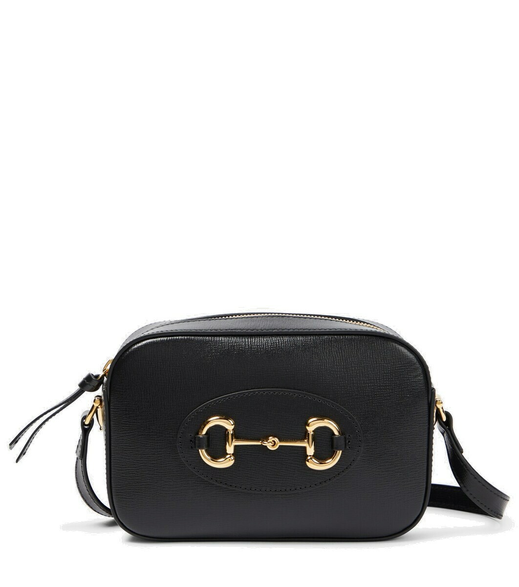 Gucci Women Black Leather Gucci Horsebit 1955 Crossbody Bag
