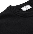 AMI - Oversized Logo-Intarsia Virgin Wool Sweater - Black