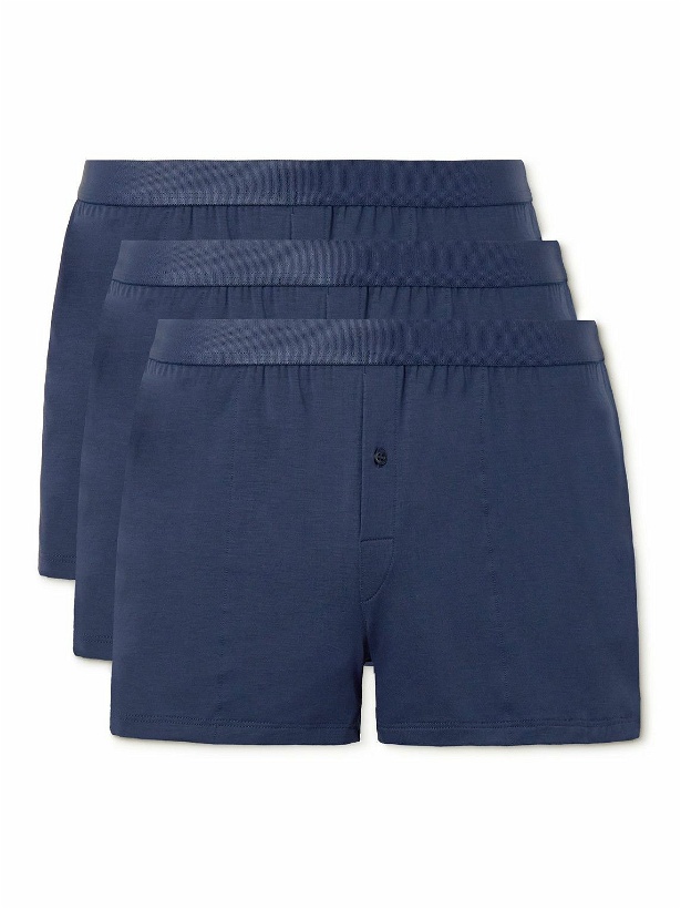 Photo: CDLP - Three-Pack Slim-Fit Stretch-Lyocell Boxer Shorts - Blue