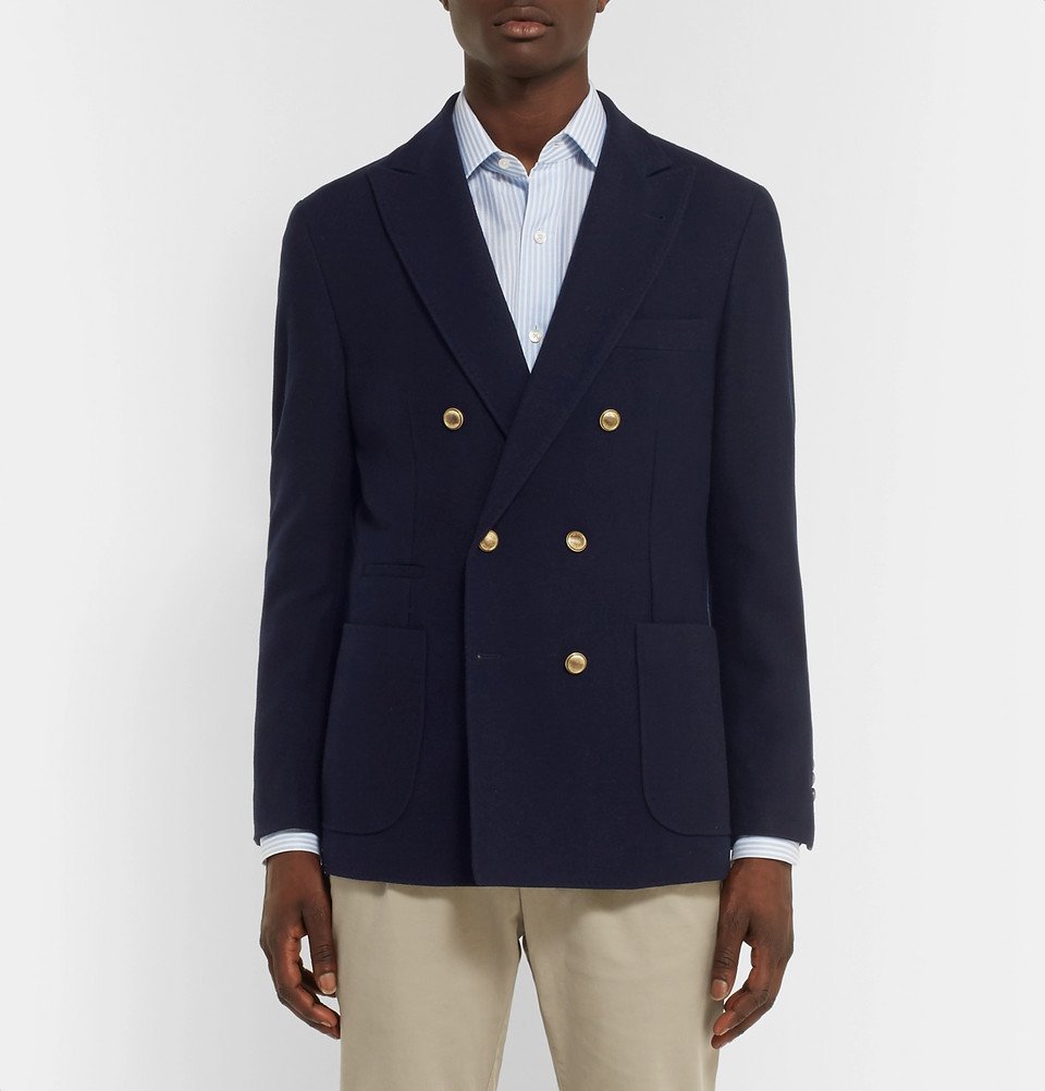 Men's Navy Wool Double-Breasted Blazer