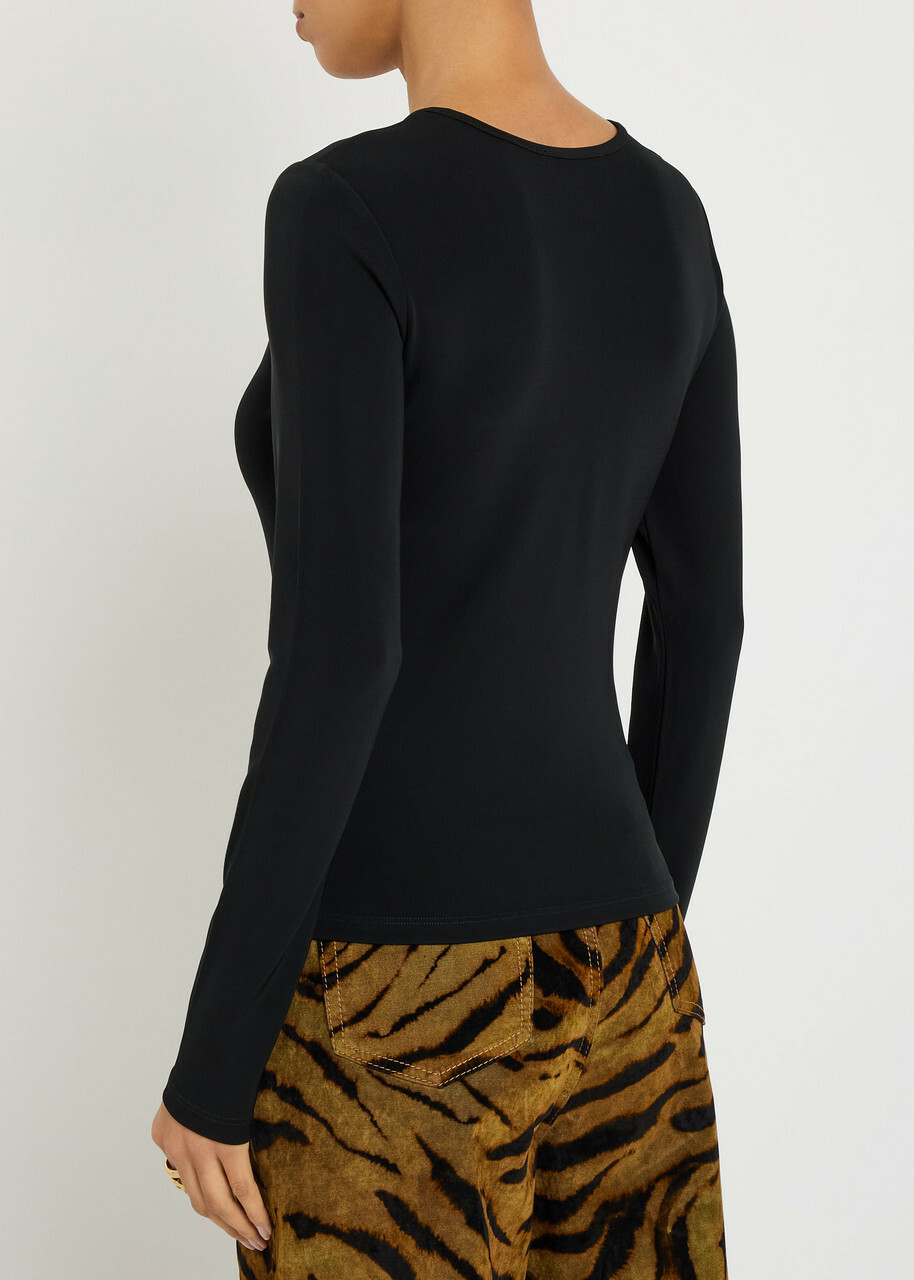 Frame The Keyhole Stretch-rayon top Black