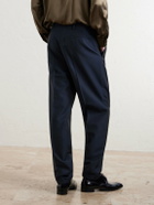 SAINT LAURENT - Tapered Pleated Wool and Mohair-Blend Trousers - Blue