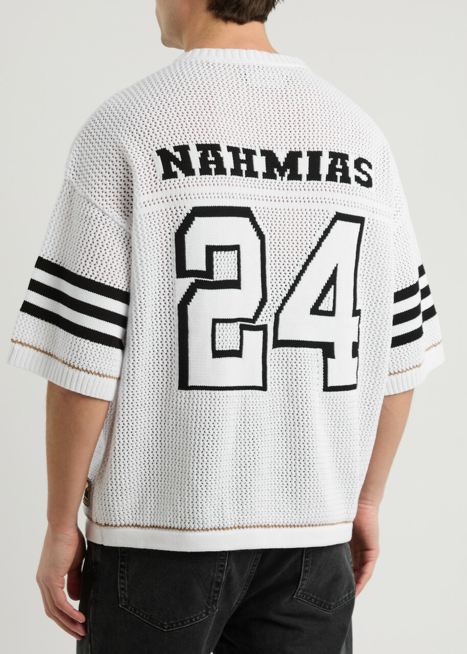 Nahmias Football Open-knit Cotton T-shirt White